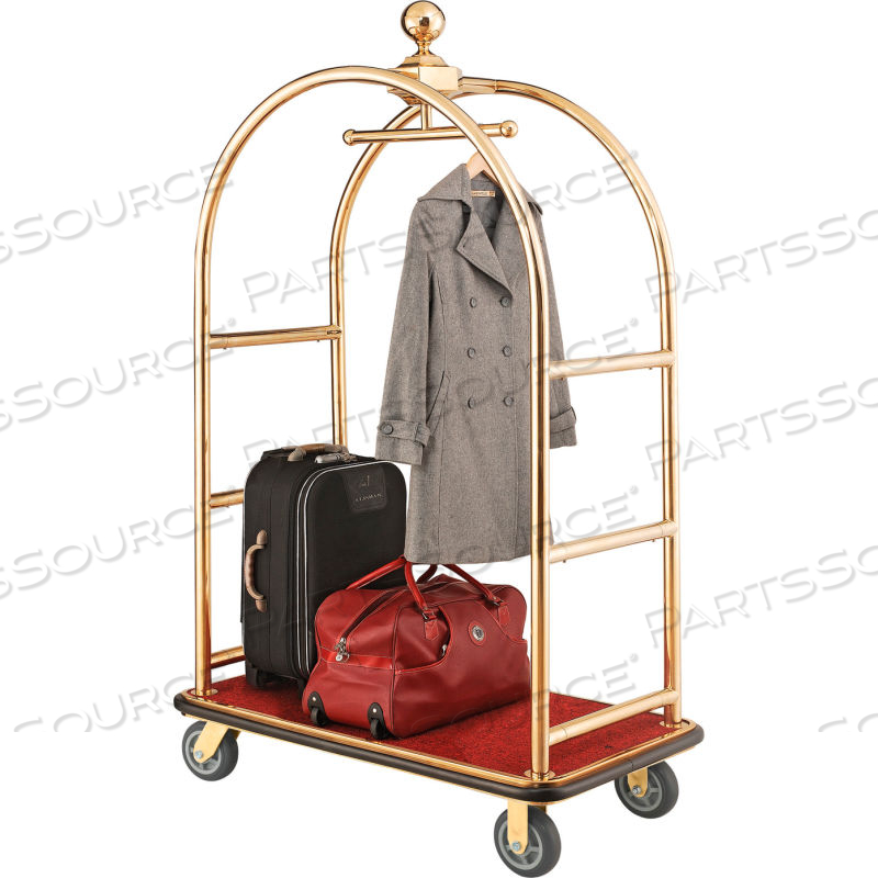 BELLMAN CART WITH CURVED UPRIGHTS, 6" CASTERS, GOLD STAINLESS STEEL by Approved Vendor BELLMAN CART WITH CURVED UPRIGHTS, 6" CASTERS, GOLD STAINLESS STEEL by Approved Vendor