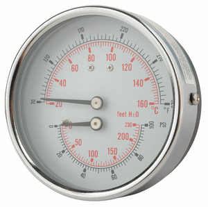BOILER GAUGE ROUND 0-100 PSI 80 TO 320F by PIC Gauges