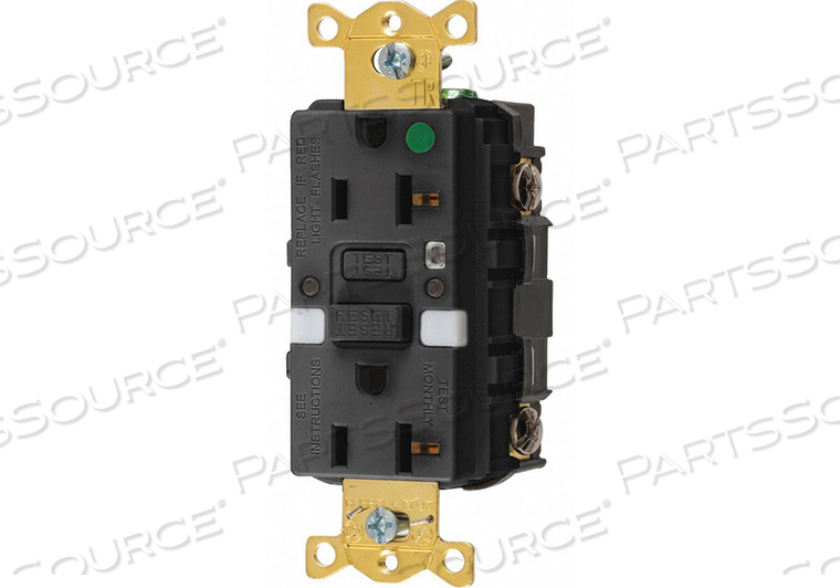 GFCI RCEPTCLE HSPITAL BLK 20A 1 HP by Hubbell Incorporated, Wiring Device-Kellums GFCI RCEPTCLE HSPITAL BLK 20A 1 HP by Hubbell Incorporated, Wiring Device-Kellums