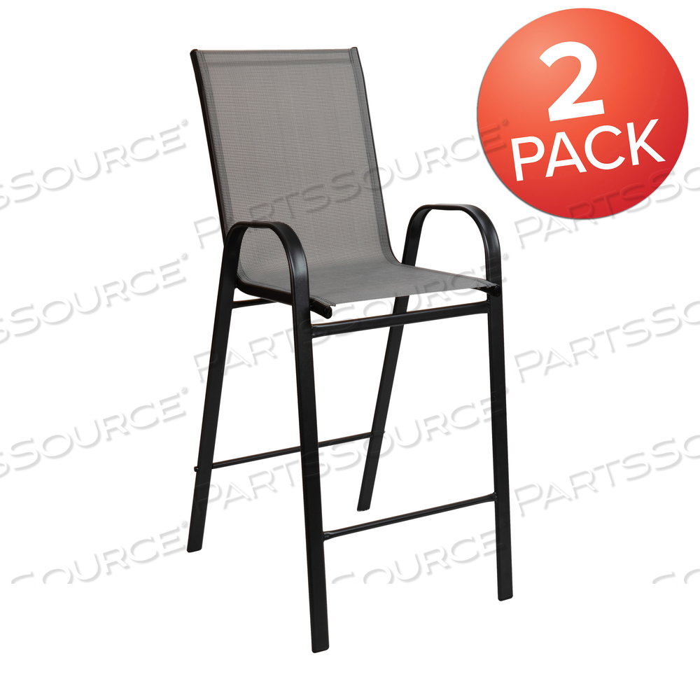 2 PACK BRAZOS SERIES GRAY OUTDOOR BARSTOOLS WITH FLEX COMFORT MATERIAL AND METAL FRAME by Flash Furniture 2 PACK BRAZOS SERIES GRAY OUTDOOR BARSTOOLS WITH FLEX COMFORT MATERIAL AND METAL FRAME by Flash Furniture