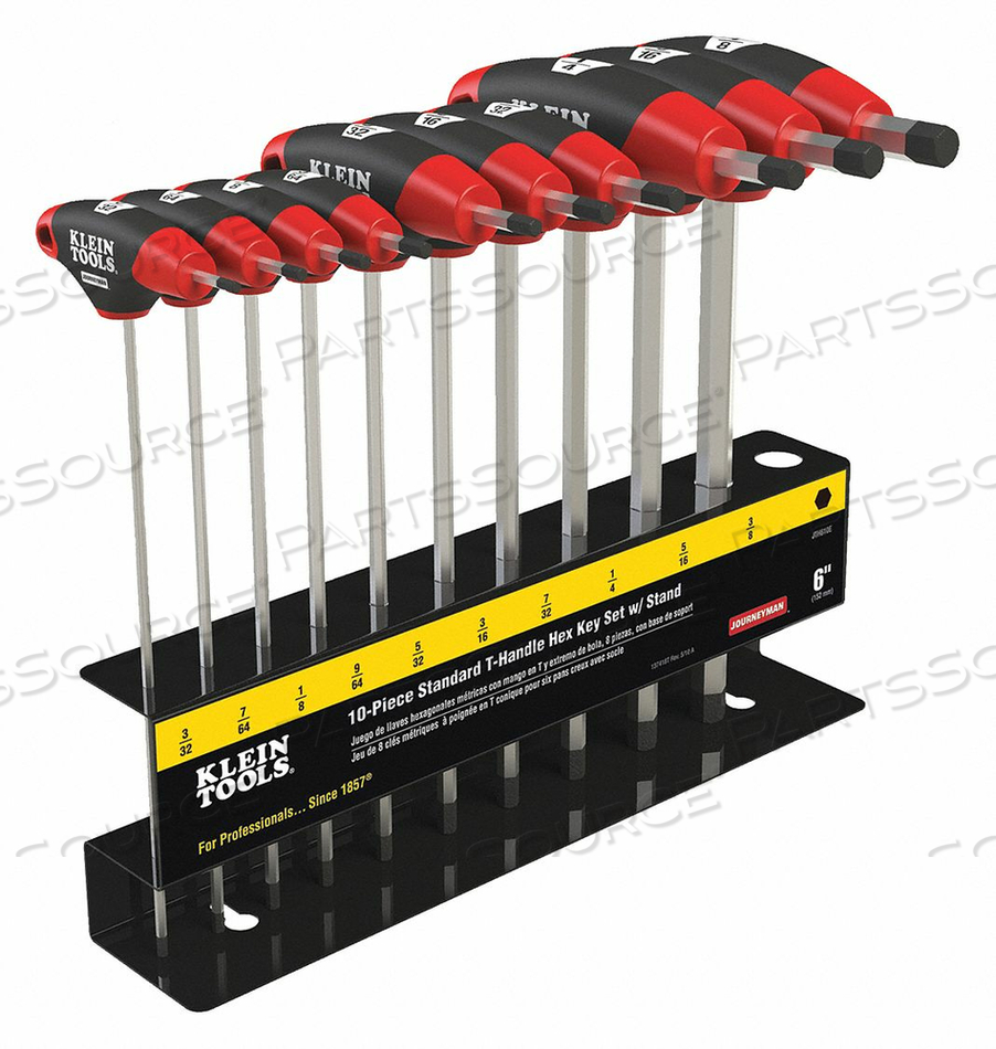 10 PIECE JOURNEYMAN T-HANDLE SET WITH STAND, SIZE: 6" SAE by Klein Tools