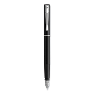 ALLURE FOUNTAIN PEN, STICK, FINE NIB, BLUE INK, BLACK/SILVER BARREL by Waterman