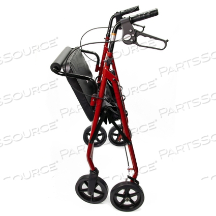 4-WHEEL BARIATRIC ROLLATOR, 8 IN. WHEEL, 37 - 39 IN. HANDLE, RED, 400 LBS, STEEL FRAME by McKesson 4-WHEEL BARIATRIC ROLLATOR, 8 IN. WHEEL, 37 - 39 IN. HANDLE, RED, 400 LBS, STEEL FRAME by McKesson