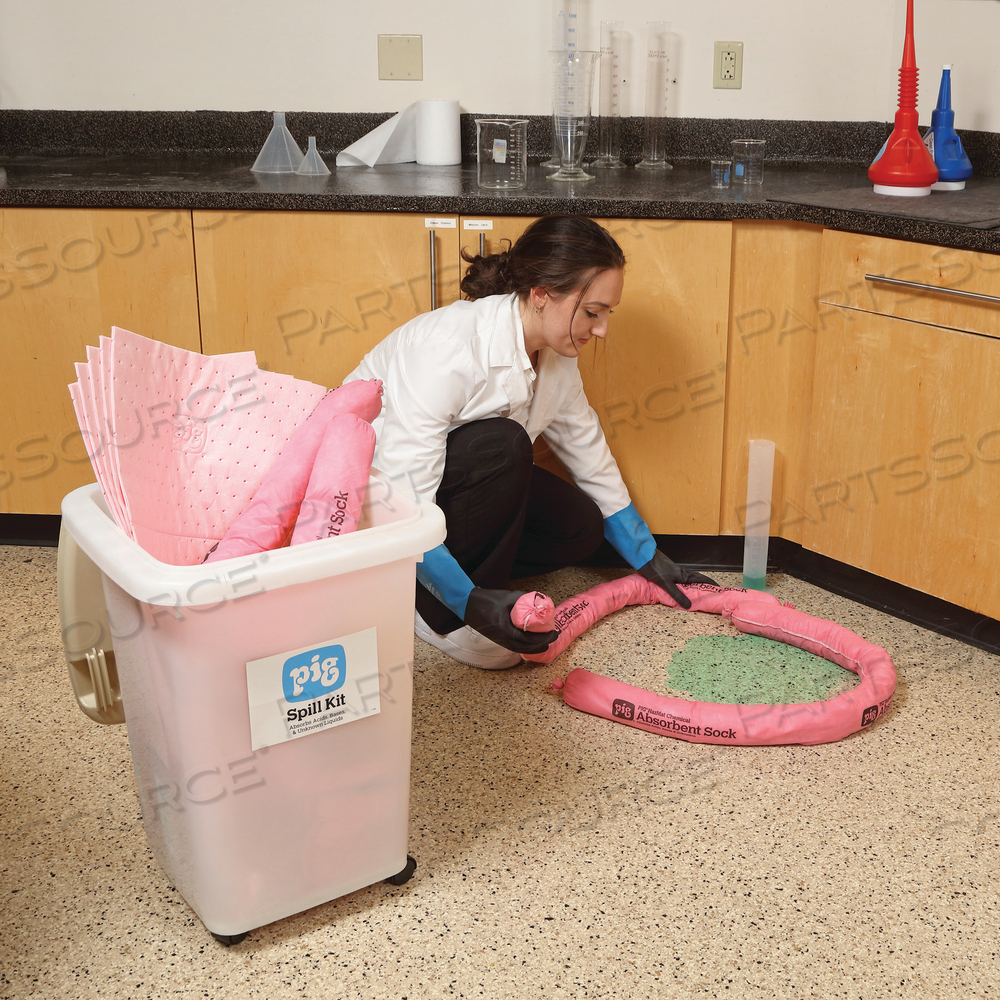PIG HAZMAT SPILL KIT IN SEE-THRU CONTAINER WITH NEUTRALIZER by New Pig Corporation