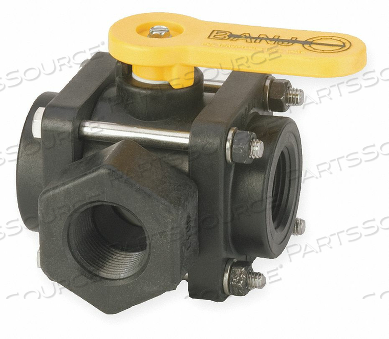 POLYPROPYLENE BALL VALVE 3-WAY FNPT 1 IN by Banjo POLYPROPYLENE BALL VALVE 3-WAY FNPT 1 IN by Banjo
