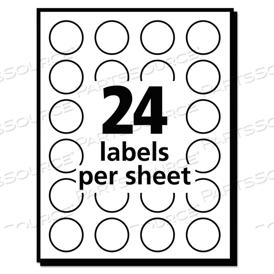 PRINTABLE SELF-ADHESIVE REMOVABLE COLOR-CODING LABELS, 0.75" DIA, NEON RED, 24/SHEET, 42 SHEETS/PACK, (5467) by Avery