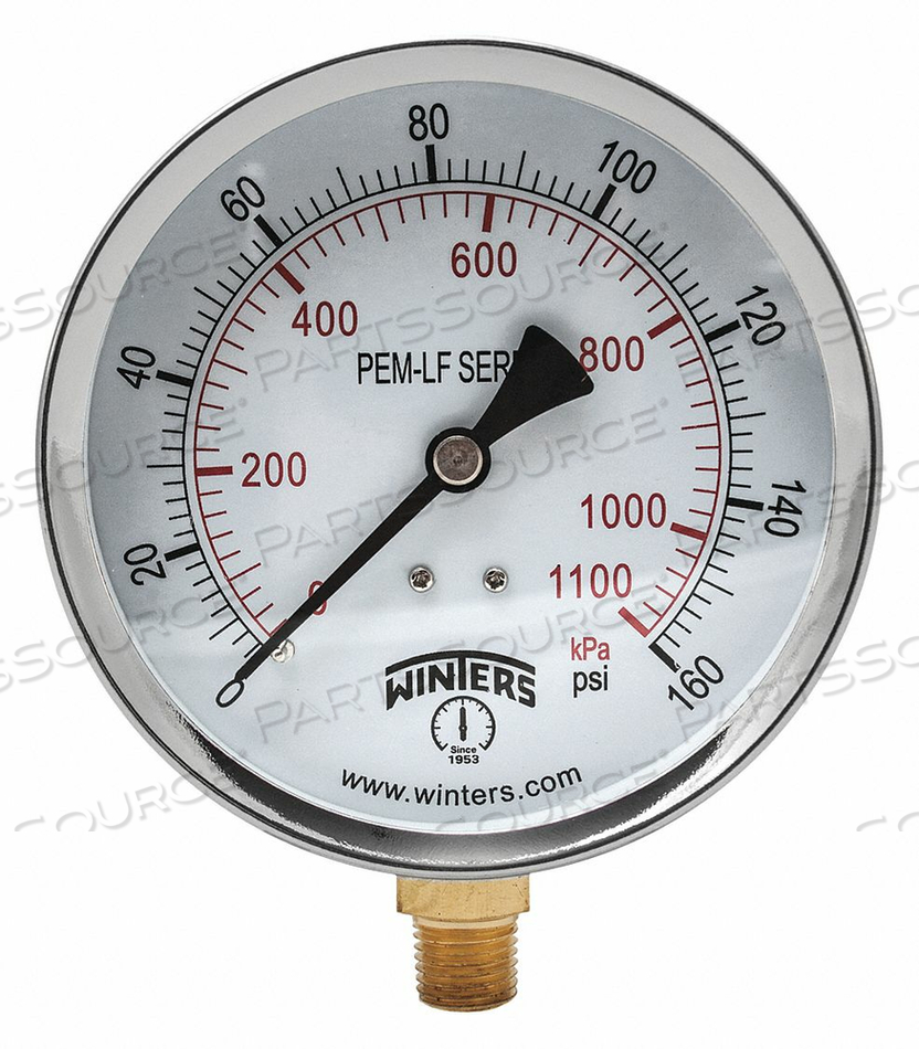 GAUGE PRESSURE 0 TO 160 PSI 4 IN. by Winters Instruments