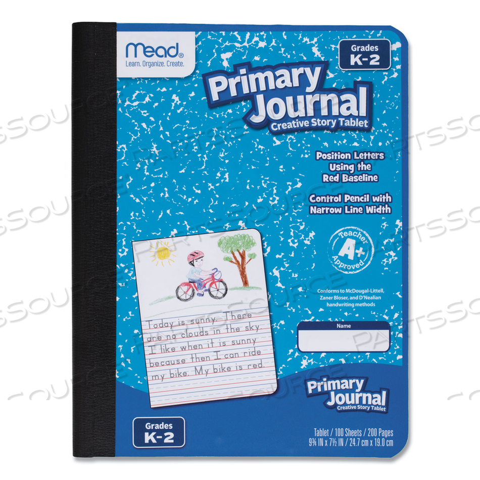 PRIMARY COMPOSITION BOOK, K-2 CREATIVE STORY ILLUSTRATION/MANUSCRIPT FORMAT, BLUE/WHITE COVER, 9.75 X 7.5, 100 SHEETS 