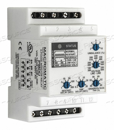 PHASE MONITOR RELAY 480-600VAC DIN DPDT by Macromatic PHASE MONITOR RELAY 480-600VAC DIN DPDT by Macromatic