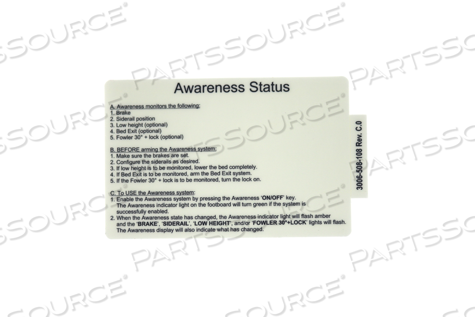 AWARENESS LABEL FOR FOOTBOARD ASSEMBLY by Stryker Medical