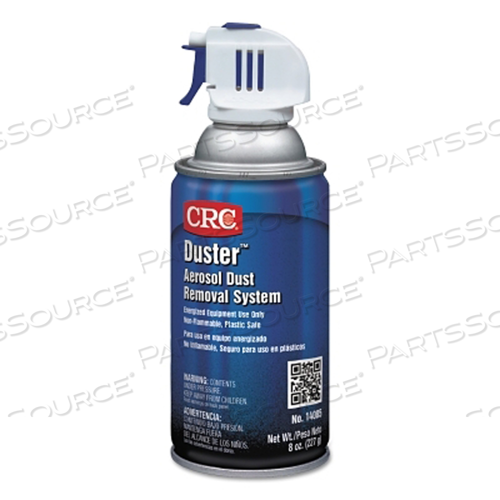 DUSTER AEROSOL DUST REMOVAL SYSTEM, 8 WT OZ, BOTTLE, HFC, CLEAR LIQUEFIED by CRC Industries DUSTER AEROSOL DUST REMOVAL SYSTEM, 8 WT OZ, BOTTLE, HFC, CLEAR LIQUEFIED by CRC Industries