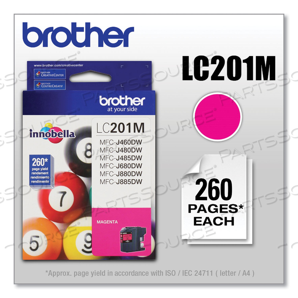 LC201M INNOBELLA INK, 260 PAGE-YIELD, MAGENTA by Brother LC201M INNOBELLA INK, 260 PAGE-YIELD, MAGENTA by Brother