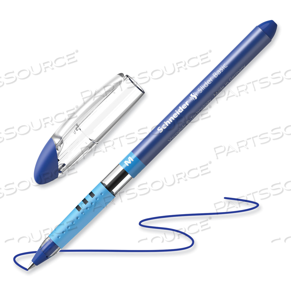 SLIDER BASIC BALLPOINT PEN, STICK, MEDIUM 0.8 MM, BLUE INK, BLUE BARREL by Schneider SLIDER BASIC BALLPOINT PEN, STICK, MEDIUM 0.8 MM, BLUE INK, BLUE BARREL by Schneider