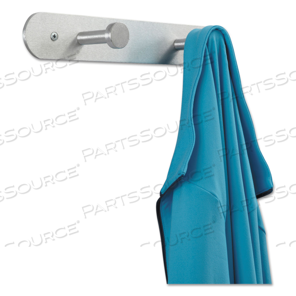 NAIL HEAD WALL COAT RACK, TWO HOOKS, METAL, 12W X 2.75D X 2H, SATIN by Safco NAIL HEAD WALL COAT RACK, TWO HOOKS, METAL, 12W X 2.75D X 2H, SATIN by Safco