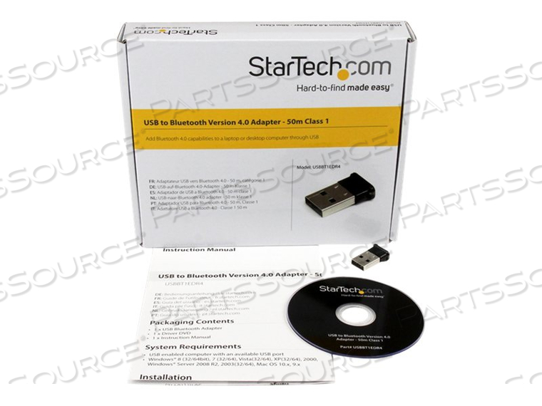 MINI USB BLUETOOTH 4.0 ADAPTER - 50M (165FT) CLASS 1 EDR WIRELESS DONGLE - NETWORK ADAPTER - USB - BLUETOOTH 4.0 EDR - CLASS 1 - BLACK by StarTech.com Ltd.