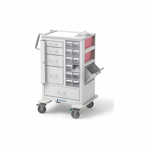 5 DRAWER PHLEBOTOMY CART, ALL WHITE, KEY GATE LOCK BAR LOCKS ONLY THE TOP 4 DRAWERS by Waterloo Healthcare