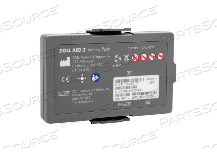 NON-RECHARGEABLE LITHIUM MANGANESE DIOXIDE DIAGNOSTIC BATTERY PACK FOR ZOLL AED 3™ by ZOLL Medical Corporation