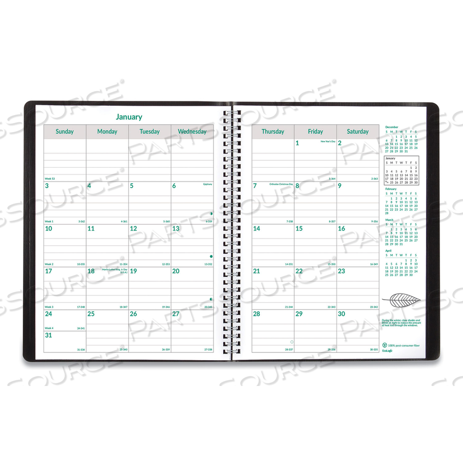 ECOLOGIX RECYCLED MONTHLY PLANNER, ECOLOGIX ARTWORK, 11 X 8.5, BLACK COVER, 14-MONTH (DEC TO JAN): 2022 TO 2024 by Brownline