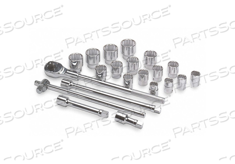 SOCKET WRENCH SET, STANDARD SOCKET COUNT/STYLE (16) 12-POINT, STANDARD SOCKET STYLE/SIZE STANDARD 12-POINT: 19 MM, 21 MM, 22 MM, 23 MM, 24 M by Westward
