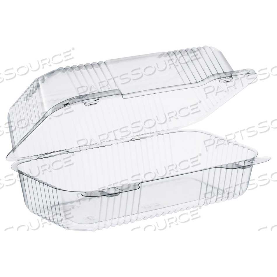 STAYLOCK CLEAR HINGED LID CONTAINERS, 5.4 X 9 X 3.5, CLEAR, PLASTIC by Dart Container Corporation STAYLOCK CLEAR HINGED LID CONTAINERS, 5.4 X 9 X 3.5, CLEAR, PLASTIC by Dart Container Corporation