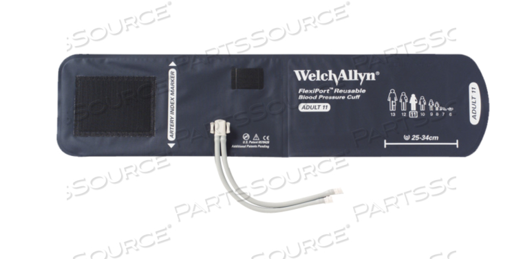 FULLY CONFIGURED FLEXIPORT BLOOD PRESSURE CUFFS, ADULT (11) 25-34 CM, SINGLE TUBE, LOCKING, REUSABLE by Welch Allyn Inc.