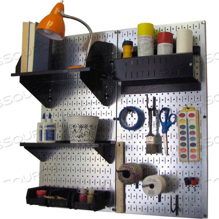 PEGBOARD HOBBY CRAFT ORGANIZER STORAGE KIT, GALVANIZED BLACK, 32" X 32" X 9" by Wall Control Pegboard