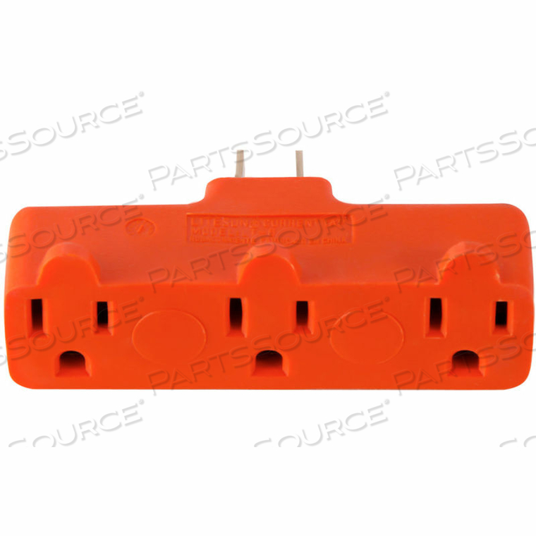 GOGREEN POWER, 3 OUTLET TRI-TAP RUBBER ADAPTER, ORANGE by Perf Power Go Green