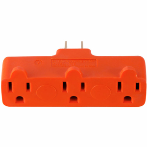 GOGREEN POWER, 3 OUTLET TRI-TAP RUBBER ADAPTER, ORANGE by Perf Power Go Green