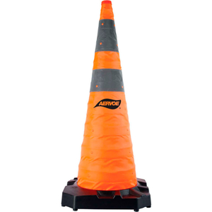 36" HD COLLAPSIBLE SAFETY CONE WITH LED LIGHT, WEIGHTED BASE, 1187, PACK OF 6 by Aervoe