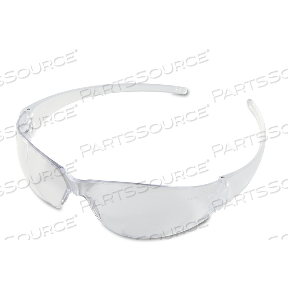 CHECKMATE WRAPAROUND SAFETY GLASSES, CLR POLYCARBONATE FRAME, COATED CLEAR LENS by MCR Safety