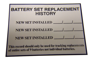 BATTERY REPLACEMENT HISTORY LABEL by GE Healthcare