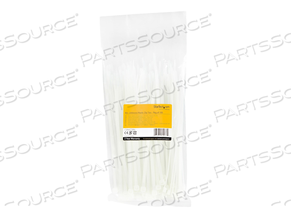 8 IN CABLE TIES - 1/8 IN WIDE, 2-1/8 IN BUNDLE DIAMETER, 50 LB TENSILE STRENGTH, NYLON SELF LOCKING ZIP TIES WITH CURVED TIP WHITE by StarTech.com Ltd. 8 IN CABLE TIES - 1/8 IN WIDE, 2-1/8 IN BUNDLE DIAMETER, 50 LB TENSILE STRENGTH, NYLON SELF LOCKING ZIP TIES WITH CURVED TIP WHITE by StarTech.com Ltd.