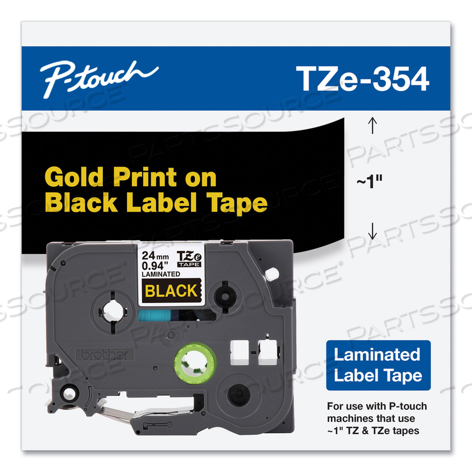 TZE STANDARD ADHESIVE LAMINATED LABELING TAPE, 0.94" X 26.2 FT, GOLD ON BLACK by Brother TZE STANDARD ADHESIVE LAMINATED LABELING TAPE, 0.94" X 26.2 FT, GOLD ON BLACK by Brother