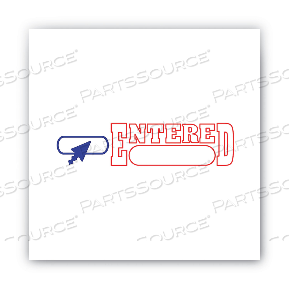 PRE-INKED SHUTTER STAMP, RED/BLUE, ENTERED, 1.63 X 0.5 by Accu-Stamp PRE-INKED SHUTTER STAMP, RED/BLUE, ENTERED, 1.63 X 0.5 by Accu-Stamp
