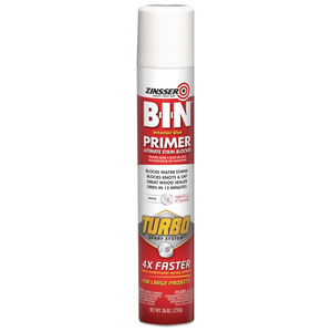 BIN AEROSOL PRIMER WITH TURBO SPRAY SYSTEM, INTERIOR, FLAT WHITE, 26 OZ AEROSOL CAN, 6/CARTON by Zinsser