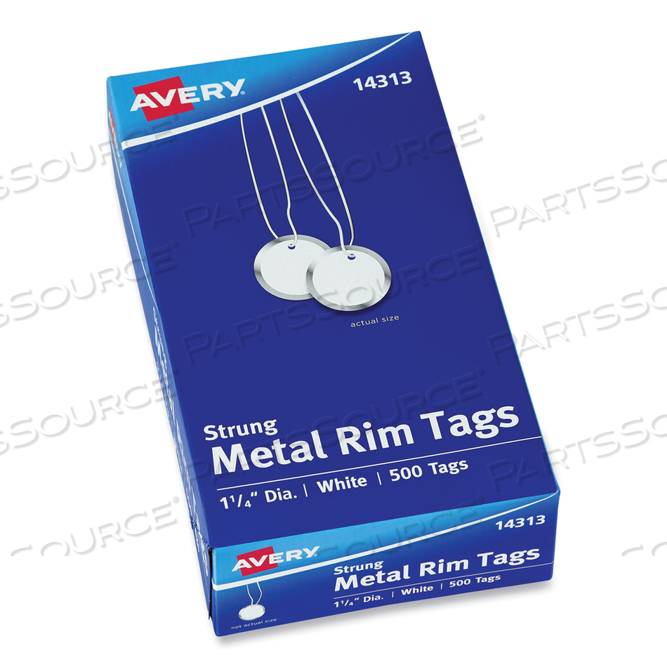 HEAVYWEIGHT STOCK METAL RIM TAGS, 1.25" DIA, WHITE by Avery