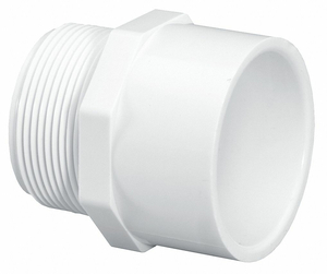 MALE ADAPTER, 1 IN X 1 IN FITTING PIPE SIZE, SCHEDULE 40, MALE NPT X FEMALE SOCKET, 450 PSI, WHITE by Lasco MALE ADAPTER, 1 IN X 1 IN FITTING PIPE SIZE, SCHEDULE 40, MALE NPT X FEMALE SOCKET, 450 PSI, WHITE by Lasco