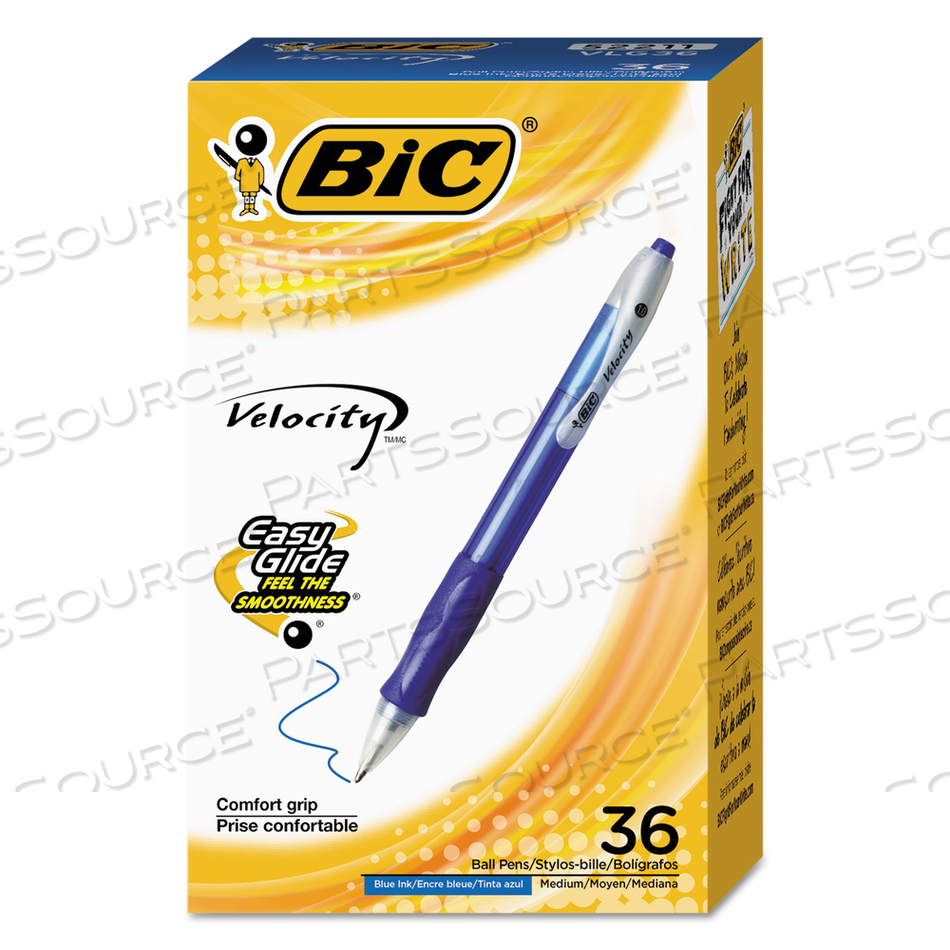VELOCITY EASY GLIDE BALLPOINT PEN VALUE PACK, RETRACTABLE, MEDIUM 1 MM, BLUE INK, BLUE BARREL by BIC VELOCITY EASY GLIDE BALLPOINT PEN VALUE PACK, RETRACTABLE, MEDIUM 1 MM, BLUE INK, BLUE BARREL by BIC