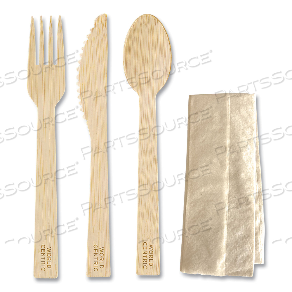 BAMBOO CUTLERY, KNIFE/FORK/SPOON/NAPKIN, 6.7", NATURAL by World Centric