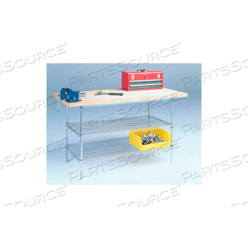 60" W X 30" D WIRE STATIONARY WORKBENCH, SHOP TOP SQUARE EDGE 