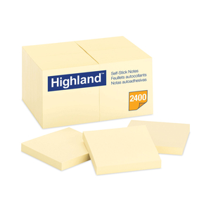 SELF-STICK NOTES, 3" X 3", YELLOW, 100 SHEETS/PAD, 24 PADS/PACK by Highland