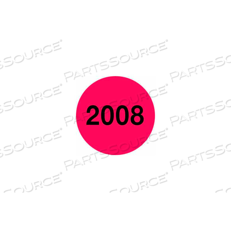 RED CURRENT CALENDAR YEAR LABEL, 4" DIA. - FLUORESCENT RED / BLACK by Decker Tape Products