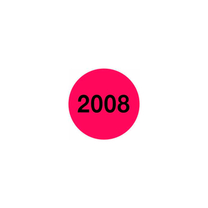 RED CURRENT CALENDAR YEAR LABEL, 4" DIA. - FLUORESCENT RED / BLACK by Decker Tape Products