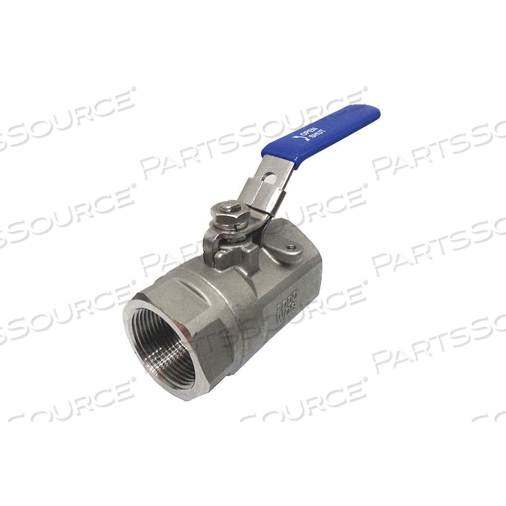 MANUAL TWO-WAY BALL VALVE, 3/4 IN, 316 STAINLESS STEEL, STRAIGHT VALVE BODY, PTFE by Approved Vendor