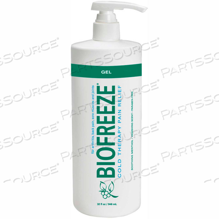 BIOFREEZE PROFESSIONAL COLORLESS GEL, 32 OZ PUMP, EACH by Fabrication Enterprises
