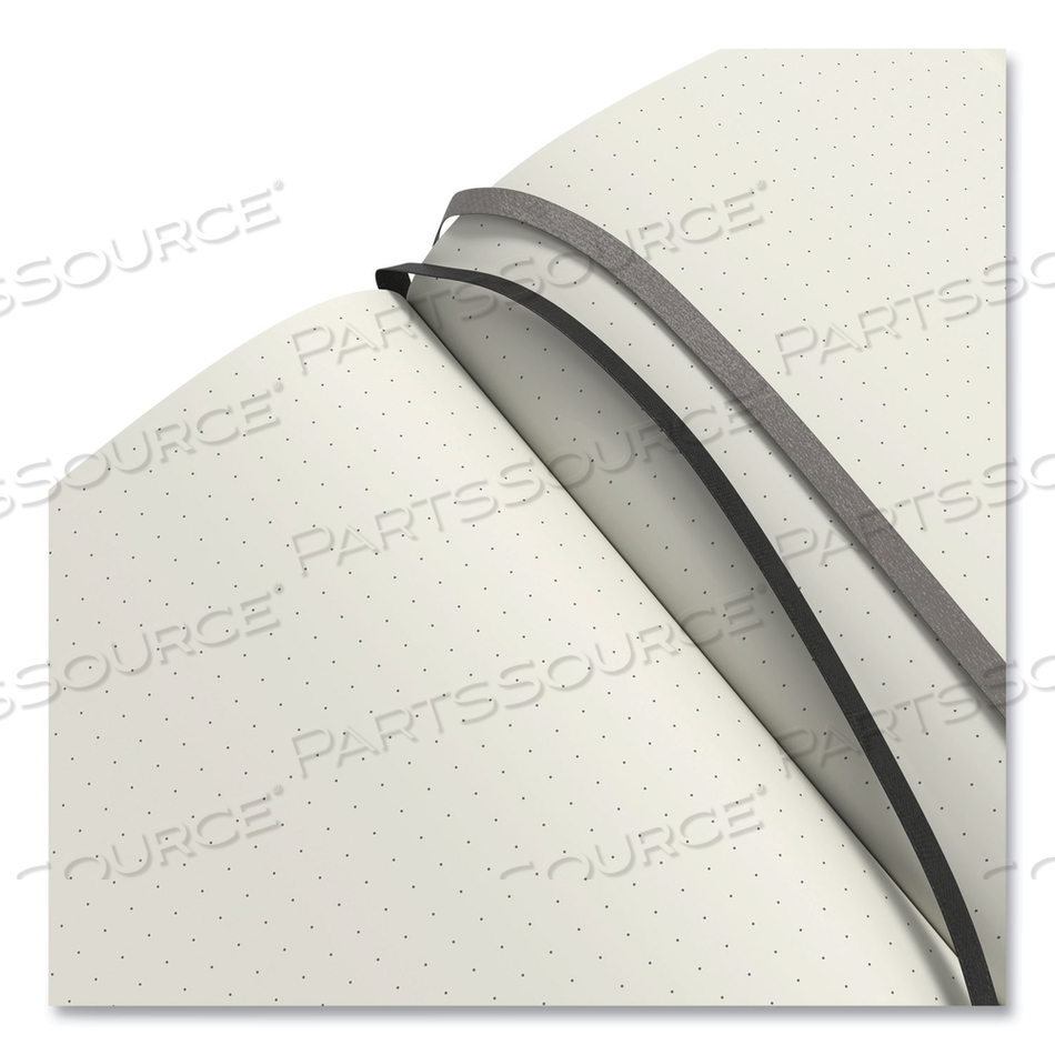 FLEXIBLE-COVER BUSINESS JOURNAL, ELASTIC CLOSURE, 1 SUBJECT, DOTTED RULE, BLACK COVER, 8 X 5.5, 128 SHEETS 