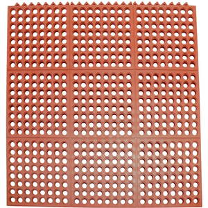 DURA-CHEF INTERLOCKING ANTI-FATIGUE TILE 5/8" THICK 3' X 3' RED by Rubber - Cal, Inc