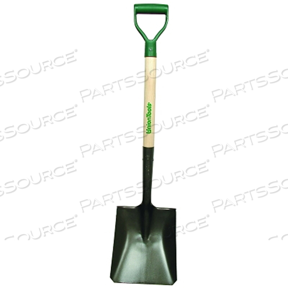 SQUARE POINT TRANSFER SHOVEL, 11.5 IN L X 9.25 IN W BLADE, 28 IN NORTH AMERICAN HARDWOOD POLY D-GRIP HANDLE by Union Tools