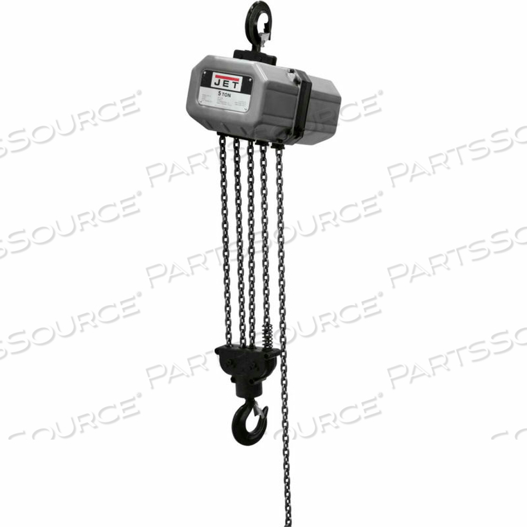 SS 5 TON, ELECTRIC CHAIN HOIST, 15' LIFT, 6.2 FPM, 230 / 460V by Jet SS 5 TON, ELECTRIC CHAIN HOIST, 15' LIFT, 6.2 FPM, 230 / 460V by Jet