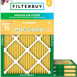 PLEATED HVAC FURNACE AIR FILTER, MERV 11, 28X30X1, PACKAGE OF 4 by Filterbuy, Inc.